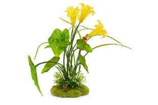 JOYPET Sztuczna roślina akwariowa z ż&oacute;łtymi kwiatami 22 cm