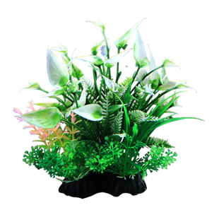JOYPET Sztuczna roślina akwariowa biało-zielona 14 cm
